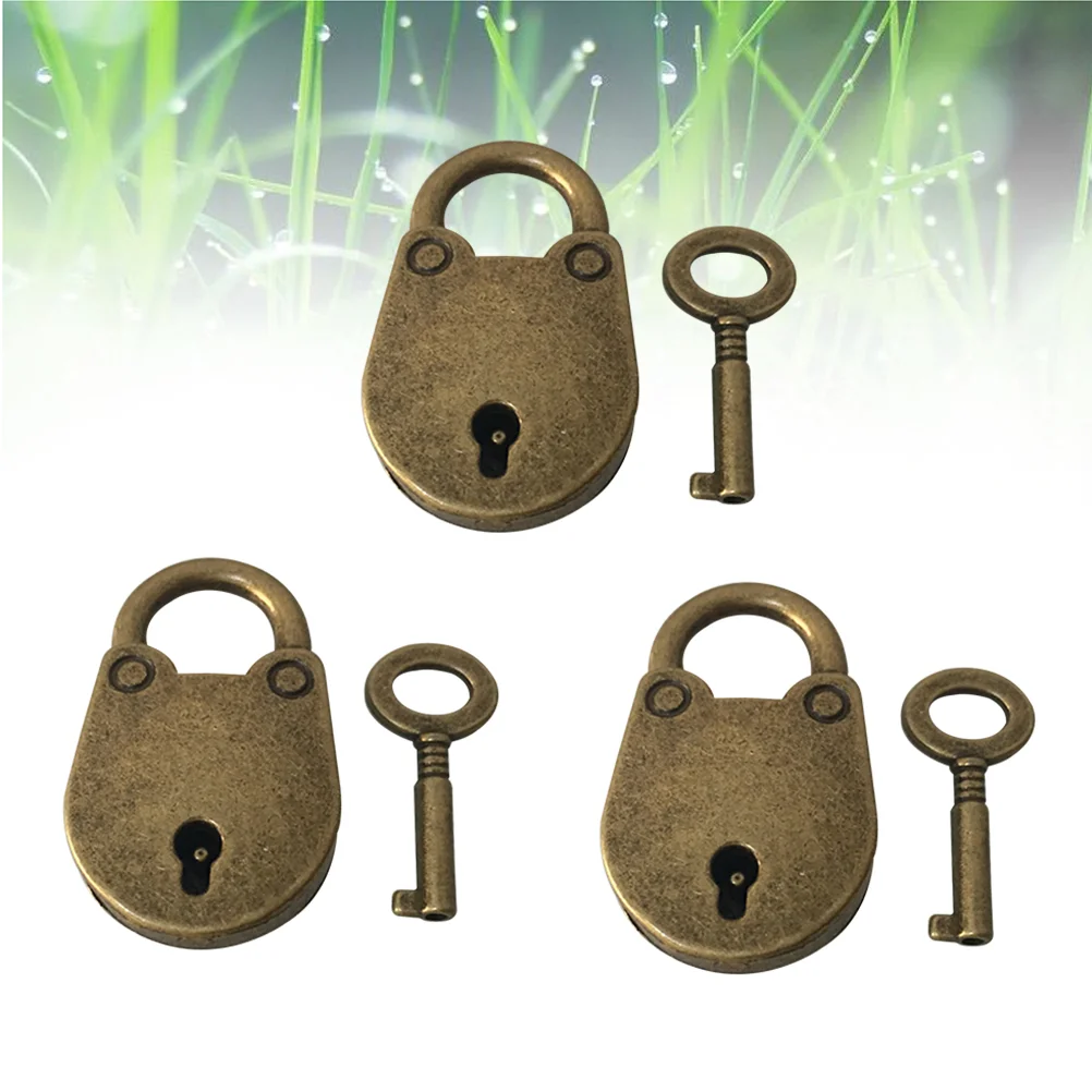 3 Pcs Bag Bolts Lock Pickle Crock Eiffel Tower Keychain Padlock Archaize Ring Latch Clamp