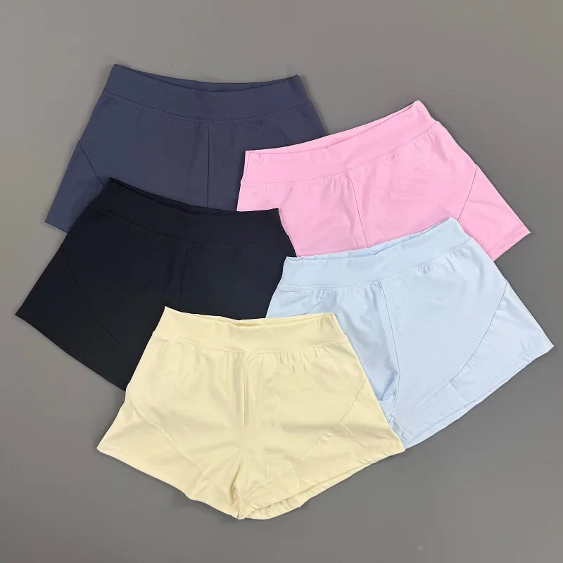 Gym Shorts Women A-line Relaxed Fit Quick Dry Breathable Loose Shorts Fitness Running Shorts Elastic Waist Workout Short Pants