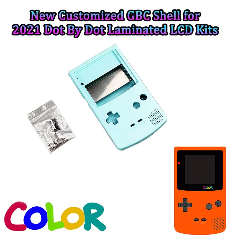 Customized IPS V3 Housing Shell For GBC Highlight IPS V3 Pre Laminated LCD Screen Kits With Rubber Membranes for GameBoy Color