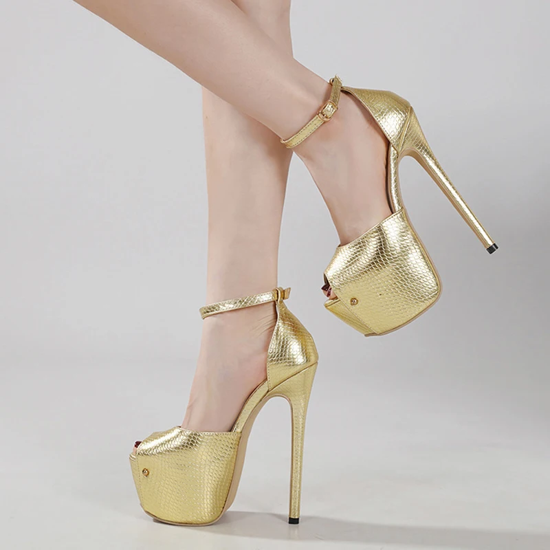 Liyke 2025 New Summer Platform High Heels Gold Sandals Women Sexy Slingback Peep Toe Wedding Banquet Shoes Pumps Zapatos Mujer