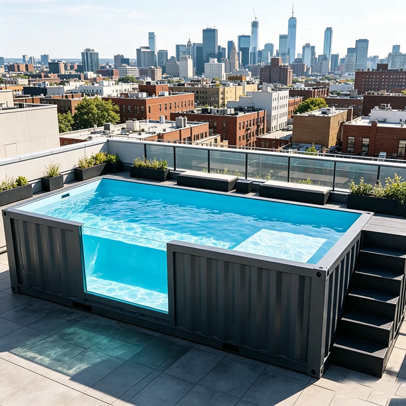 20ft Fiberglass Liner Shipping Container Swimming Pool Modular Backyard Above Ground Container Pool