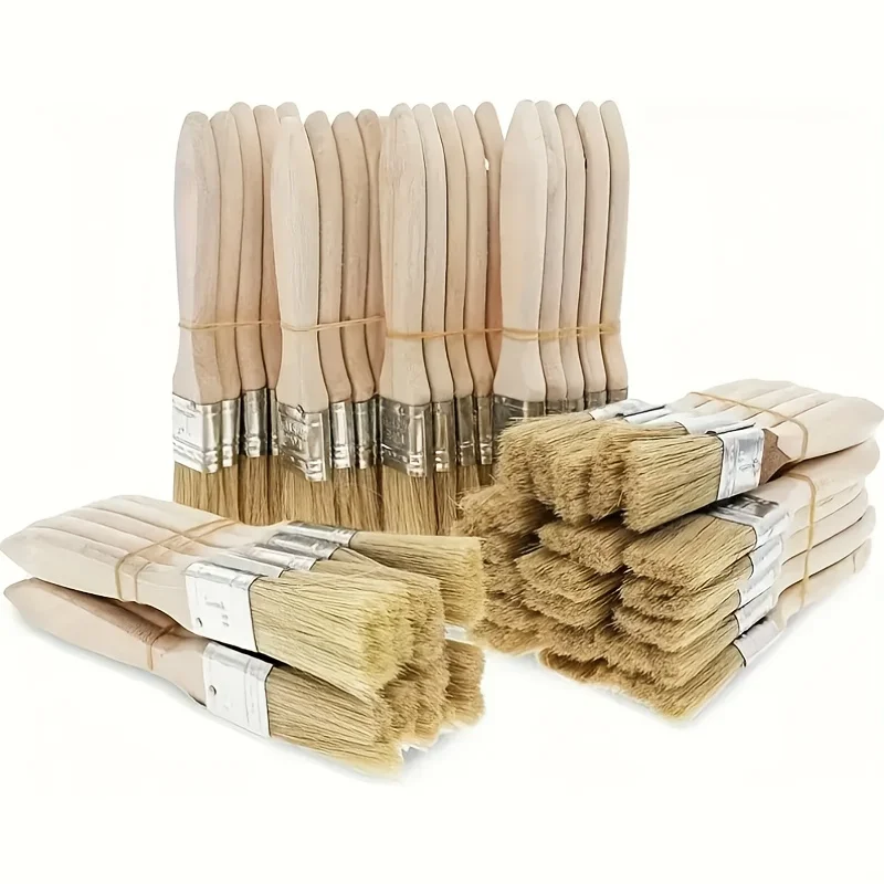 5Pcs 1 Inch Multipurpose Wooden Handle Brushes, Large Area Painting Brushes for Arts Crafts Glue Paint Application, Professional