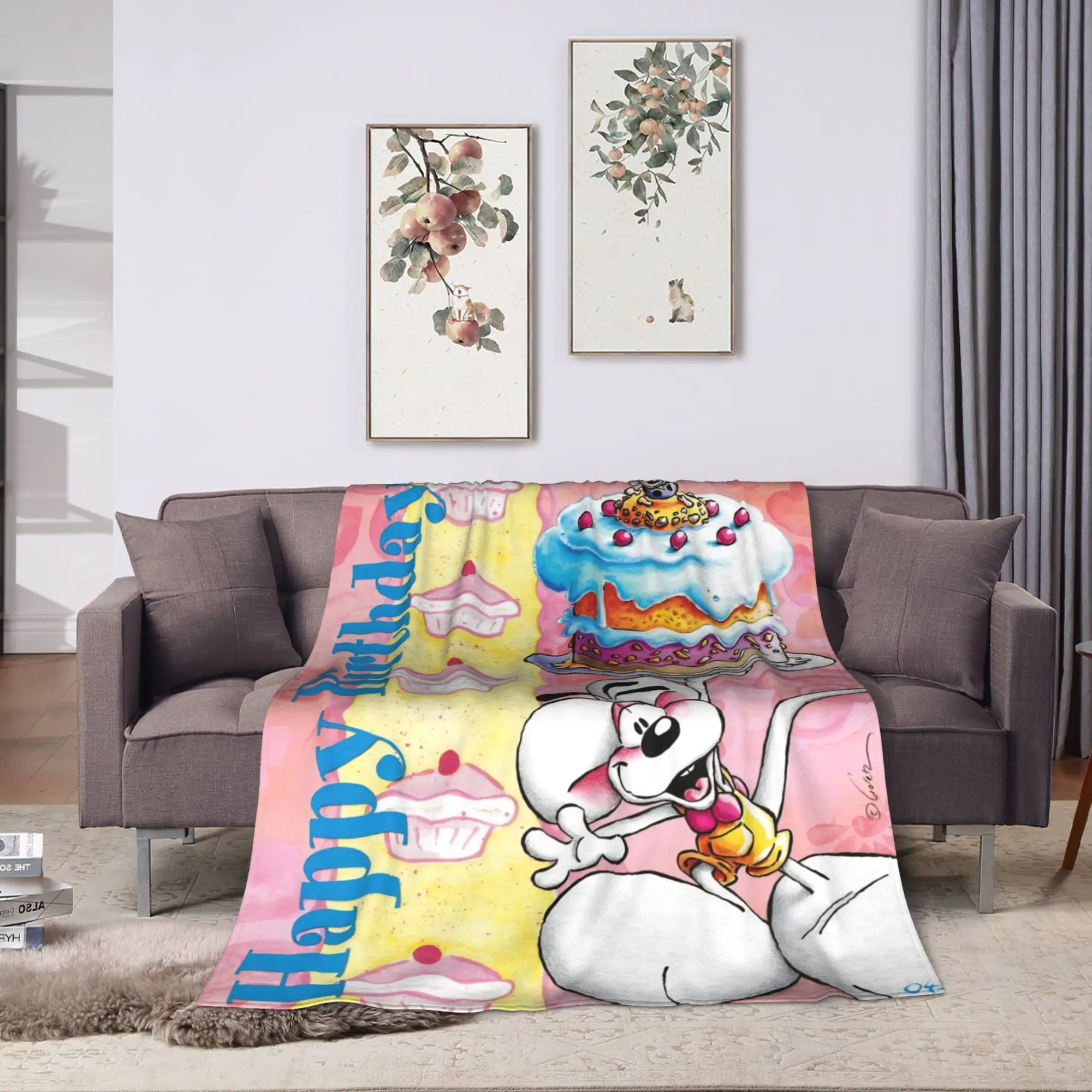 Cute Diddl  Plush Blanket Girls Boys  Flannel Throw Blanket For Couch Chair Sofa Bed Super Warm Quality Bedspread Gift Idea