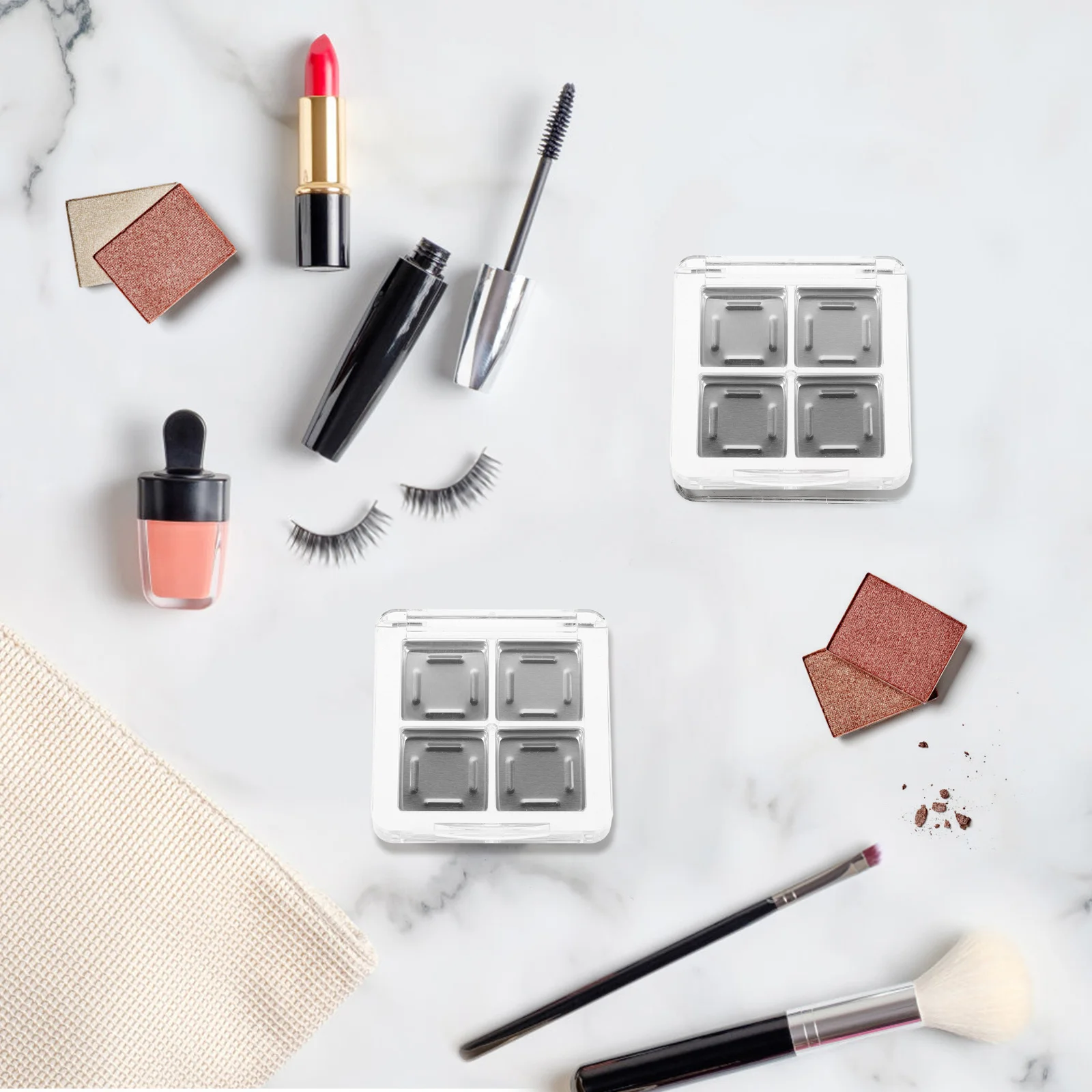 

2Pcs Transparent Eyeshadow Palette 4 Grids DIY Makeup Organizer Lipstick Blush Storage Travel Use Empty Eyeshadow Pan