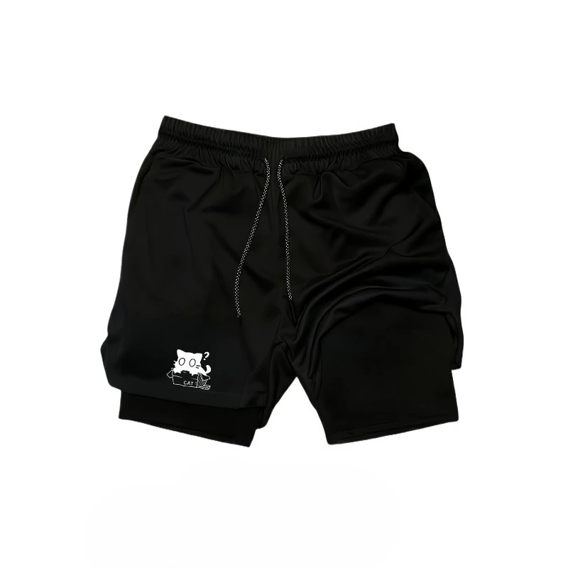 Quick Drying Breathable 2-in-1 Double-layer Sports Shorts Mens Elastic Compression Comfortable Elastic Athletic Multi-functional