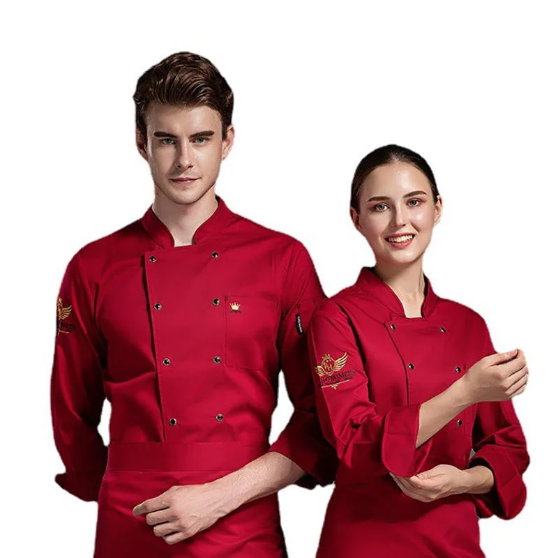 Chef Coat สำหรับผู้ชายผู้หญิงร้านอาหาร Waiter ครัวปรุงอาหารเสื้อแขนยาว