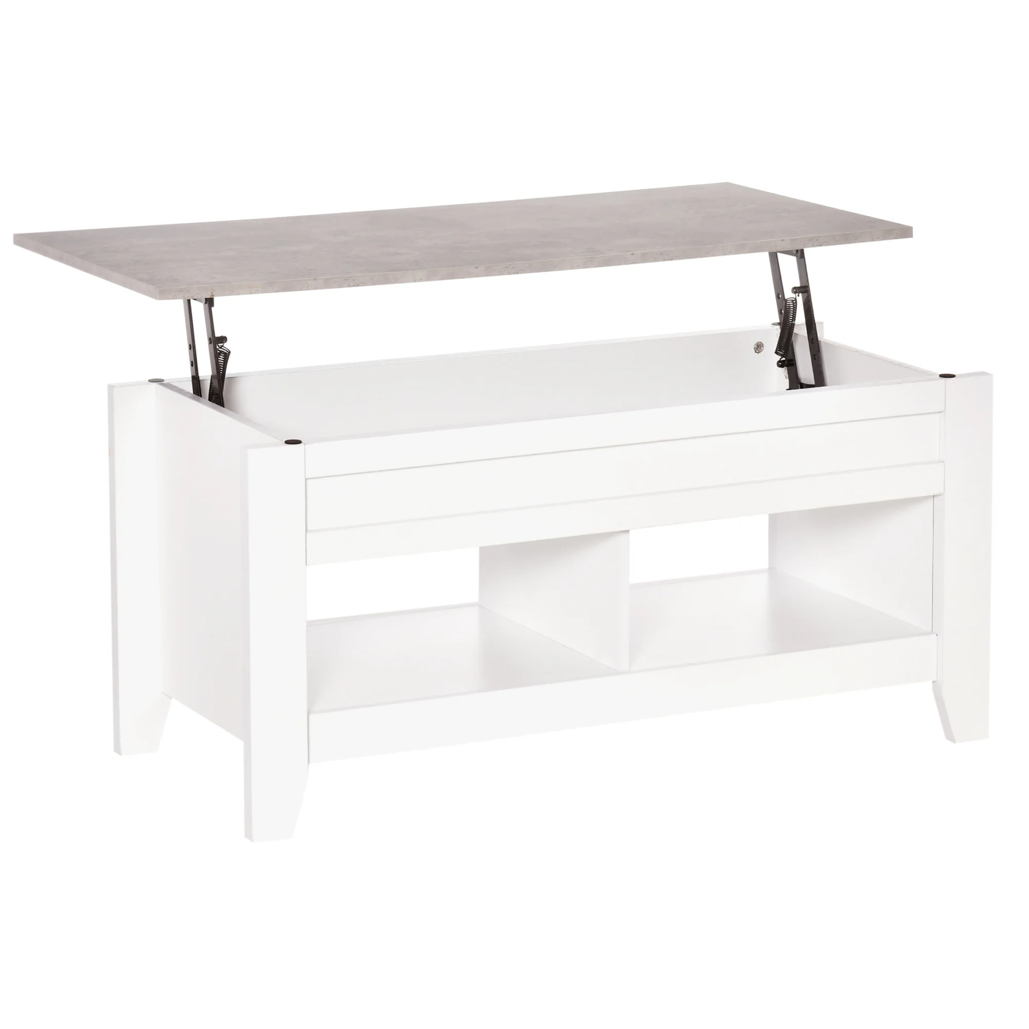 Ninguno Blanco Homcom Mesa De Centro Elevable Con 2 Compartimentos Salón Comedor 105X50x49 Cm - Imagen 3