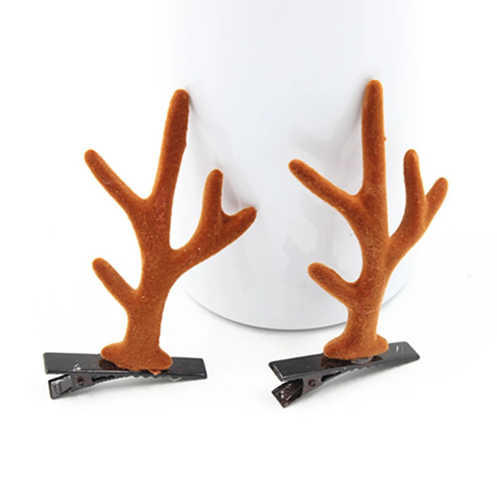 

6 Pcs Deer Antler Hair Clips Colorful Christmas Shaped Accessories Girls Women Party Hairpins Headwear