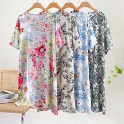 Sleepwear Women's Summer Pajamas Dress Printing Loose Ladies Nightgowns Short Sleeve Sleep Shirt Lounge Wear Night Dresses