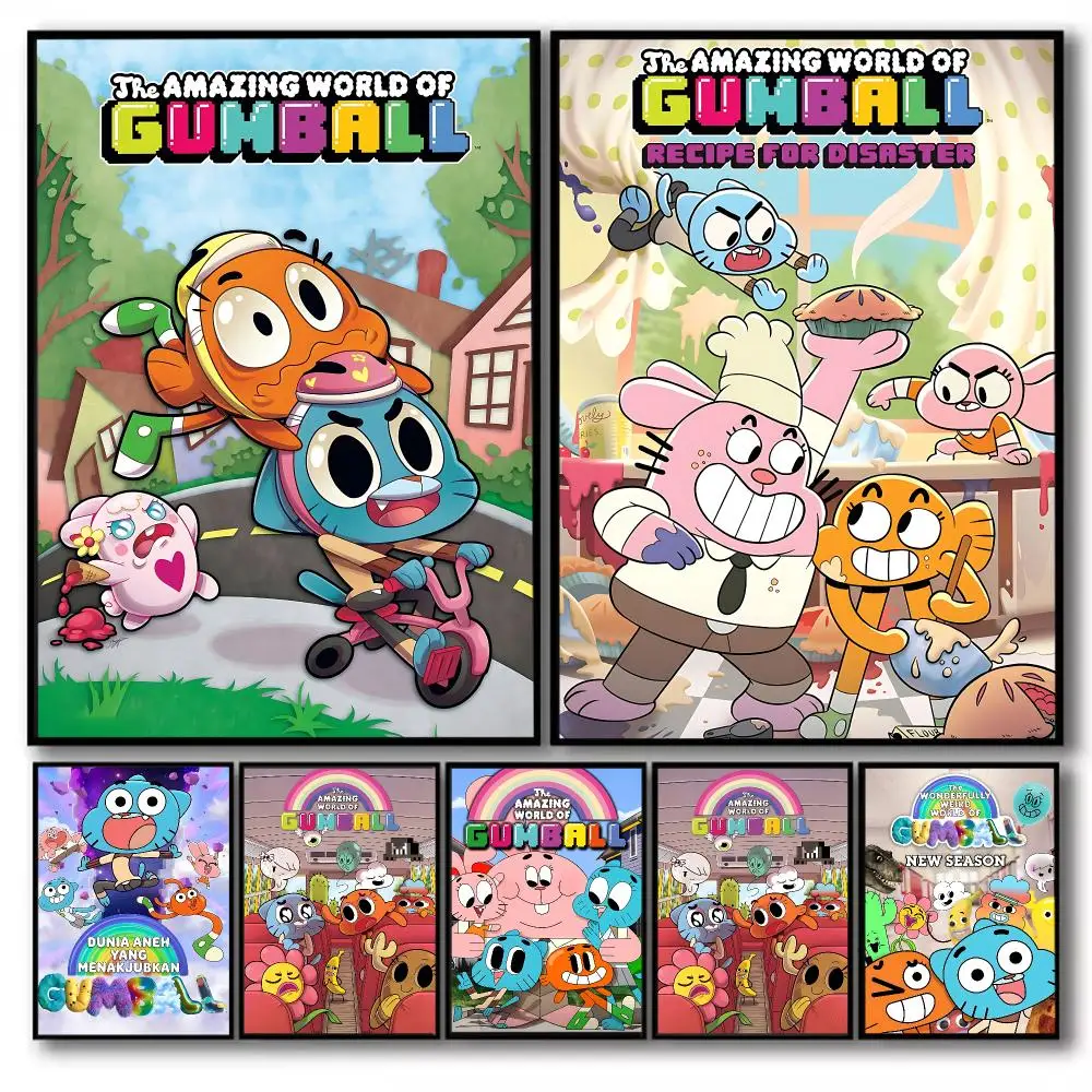 The Amazing World of G-Gumball Poster Stickers Self-Adhesive Painting Mural Decor Wall Decals for Bedroom Living Room Home Gift
