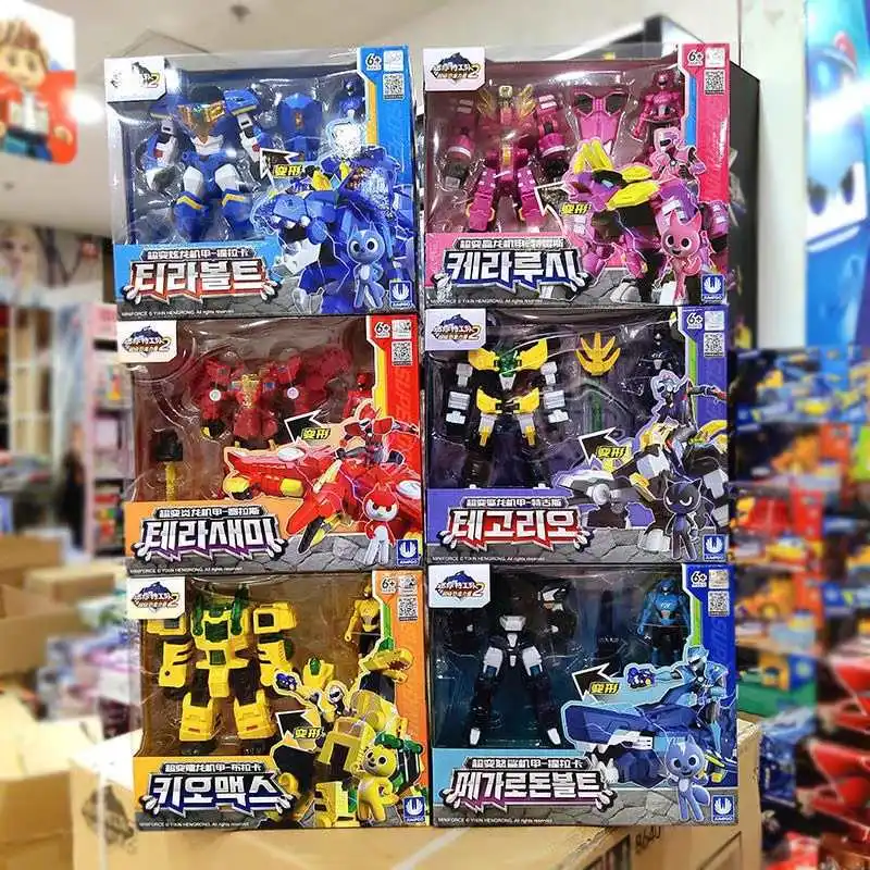 

2 Super Dino Power Mini Force Transformation Robot Toys Action Figures MiniForce X Simulation Animal Deformation Dinosaur Toy