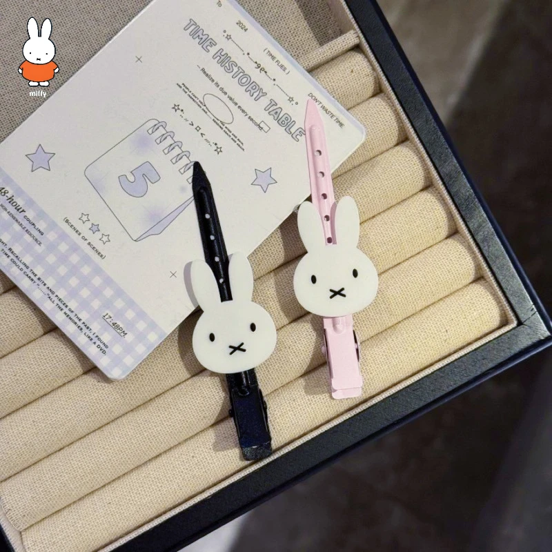

2 шт., милая заколка для волос с героями мультфильмов Miffy Kawaii, заколка для волос с милой челкой, боковой зажим для девочек, подарок на день рождения, Рождество