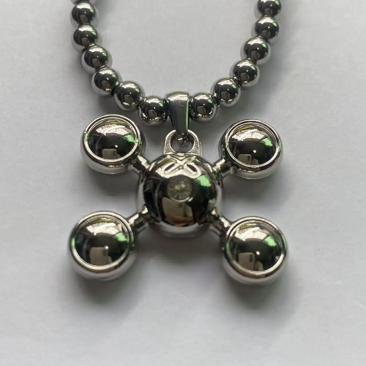 Hip-hop Style Stainless Steel Round Bead Chain, Rapper Necklace, a Niche Design Necklace Gift for Fashionable Men and Women