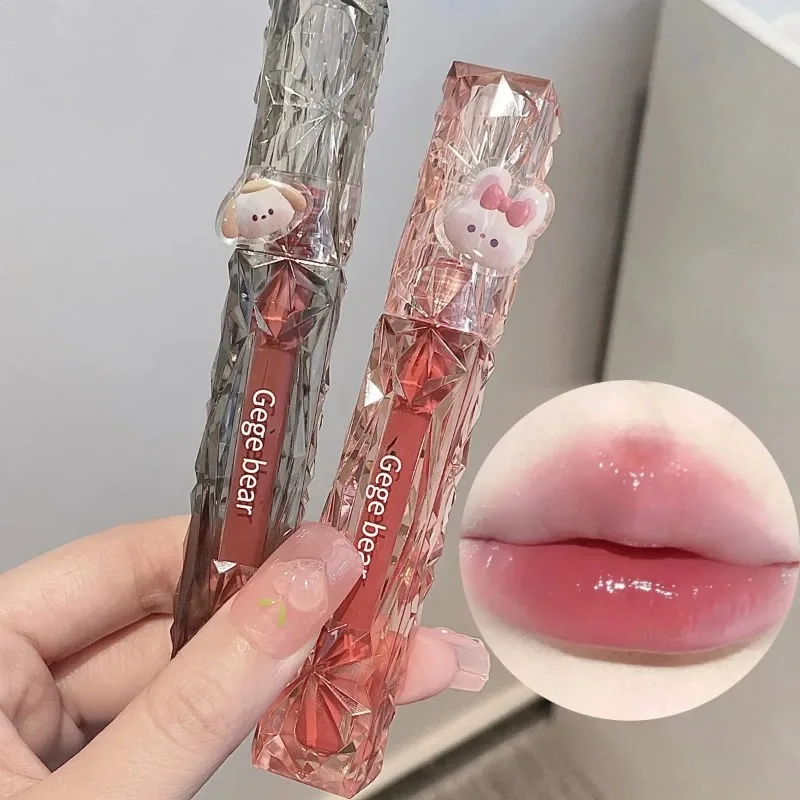 Brillo de labios acuoso de espejo de diamante, lápiz labial líquido de gelatina translúcida duradera, resistente al agua, maquillaje de belleza, Cosméticos de labios para mujer