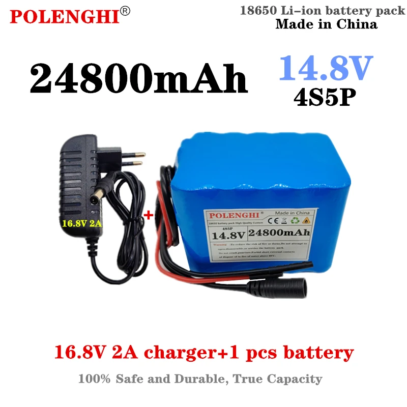 

POLENGHI 100% large capacity 4S5P 14.8V 24800mAh 18650 rechargeable lithium battery pack with built-in intelligent BMS