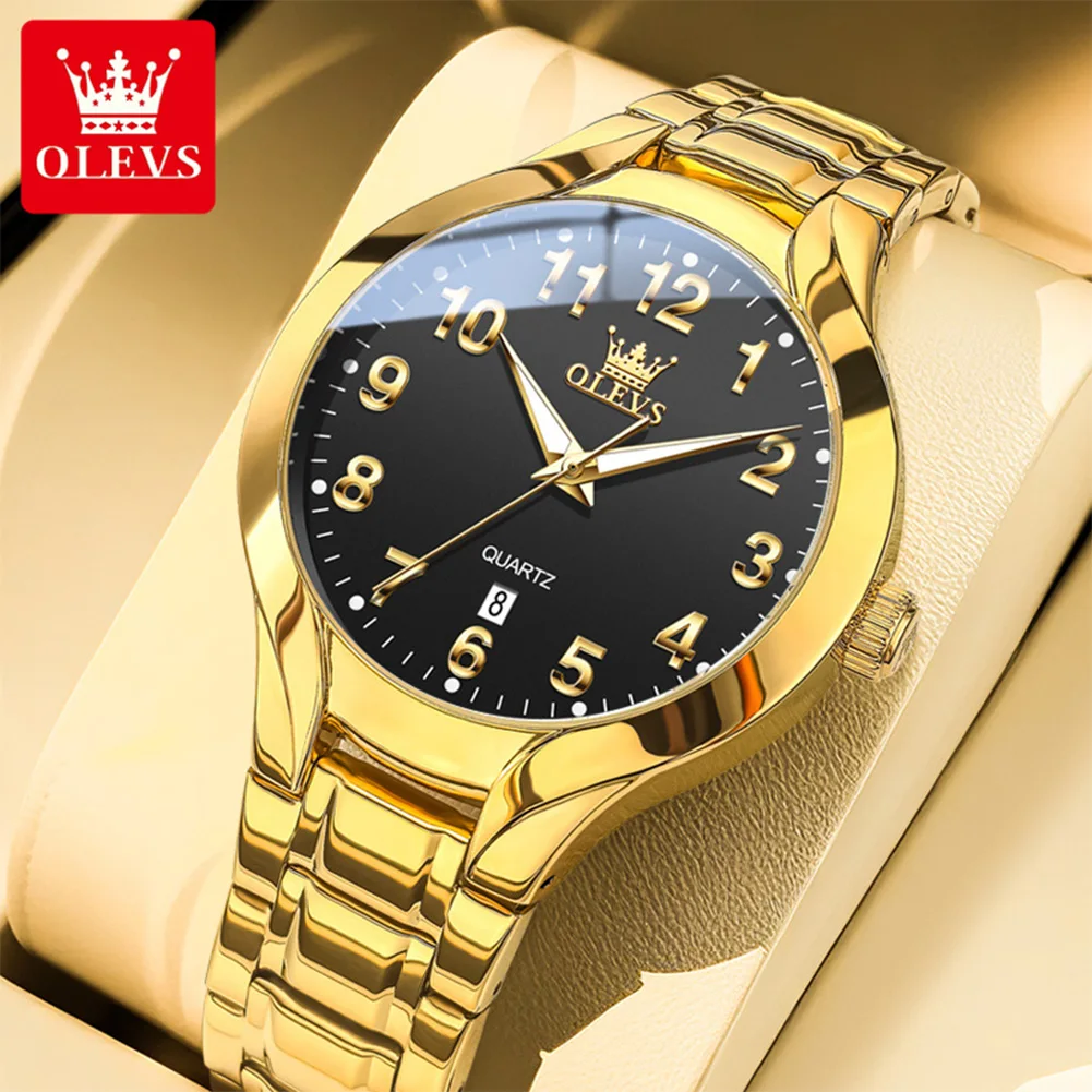 OLEVS 3650 Simple Original Quartz Movement Watch Women Men HD Luminous 30m Waterproof Calendar Window Steel Bracelet Watch