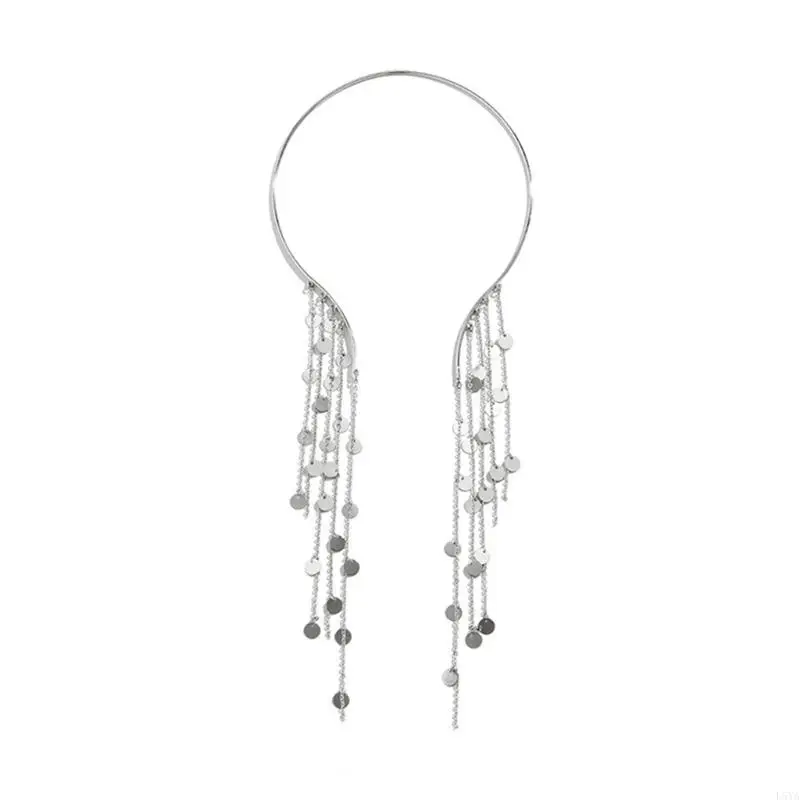 

L5YA Stylish Women's Tassels Necklace with Faux Coin Luxurious Addition to Your Wardrobe for Any Event