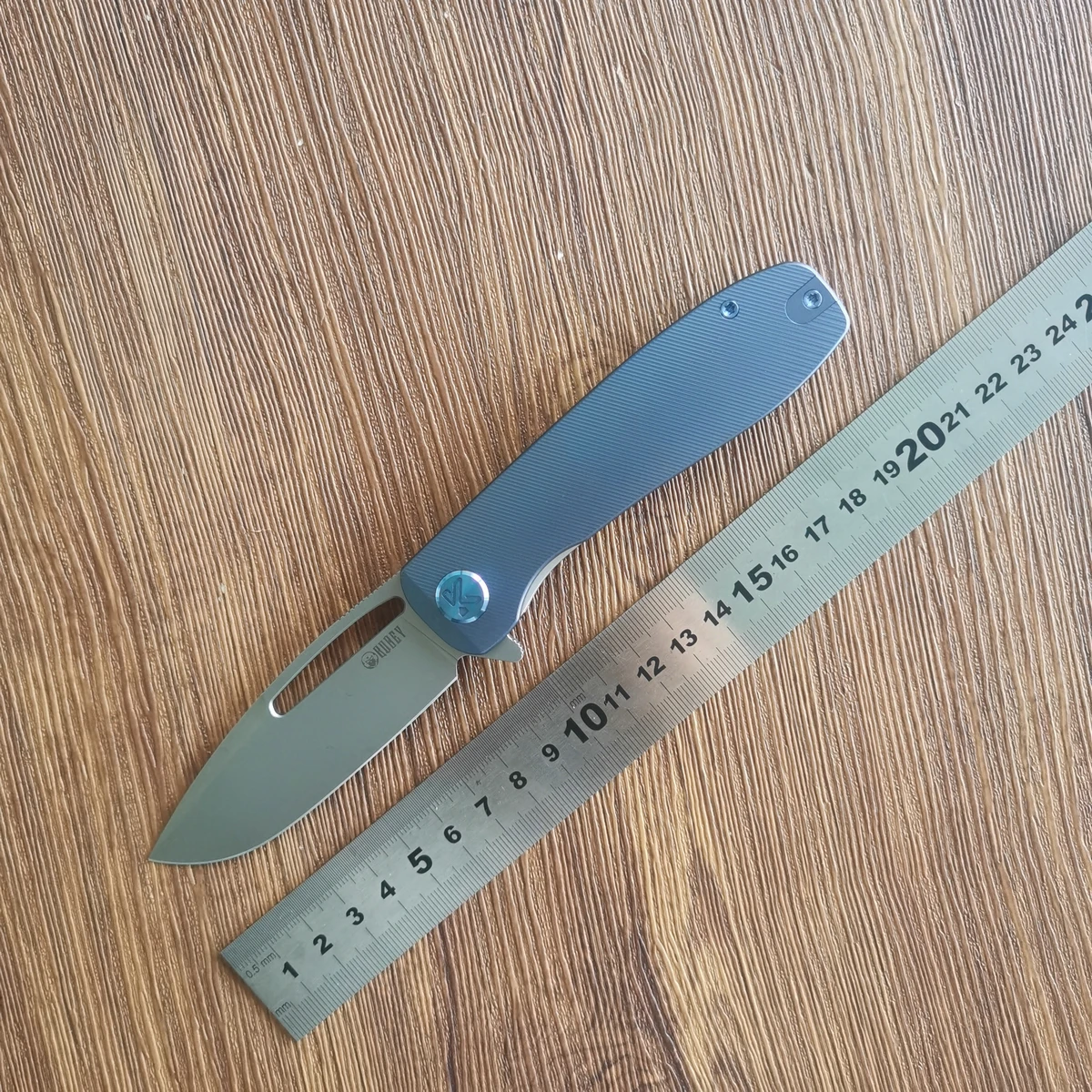Kubey Faca com Alça de Titânio Supercell Faca Dobrável Stonewash 14c28n Lâmina Ku353