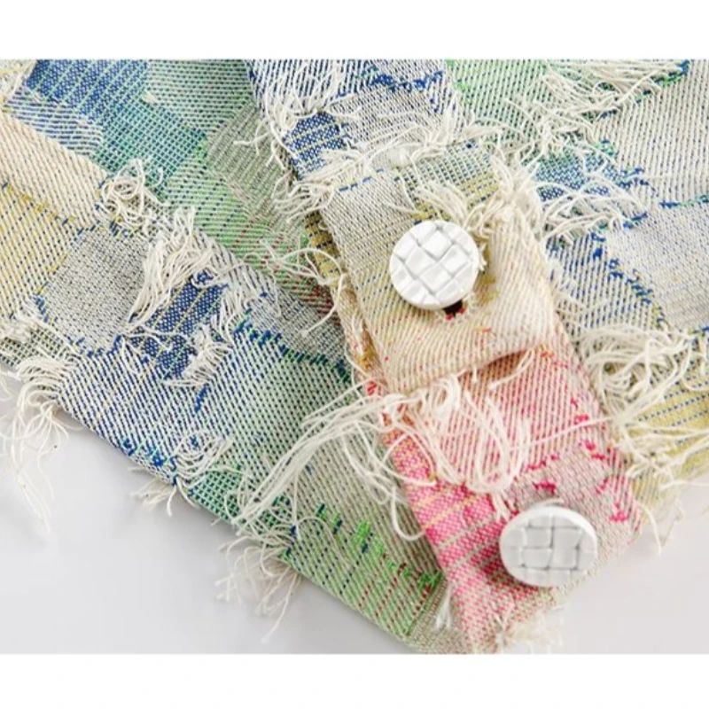 BEIANJI men clothing 2025 American street tassel color checkerboard denim jacket men's autumn niche versatile jacket street wear