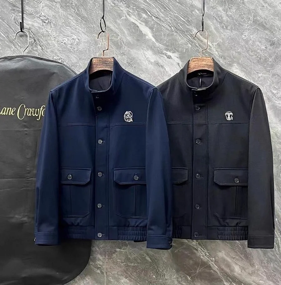 

BC Italy Double Pocket Embroidered Business Warm Men's Stand-Up Collar Casual Jacket