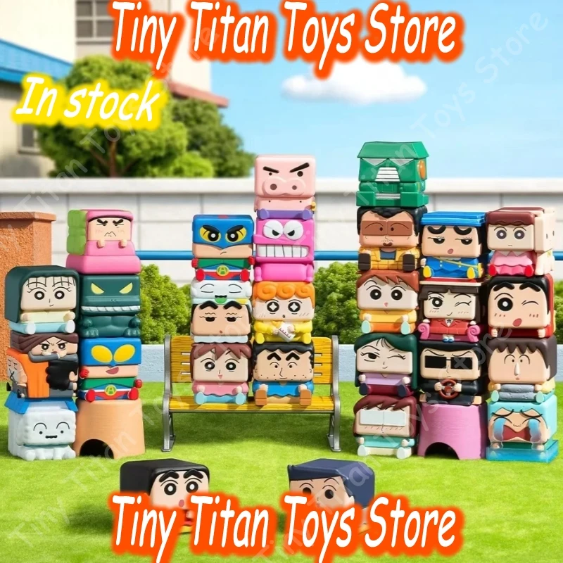

Новые коллекционные фигурки Popmart Crayon Shin Chan Pop Cube-123 Series Blind Box: настольные украшения для фанатов аниме, декор для рабочего стола, подарок