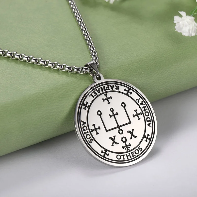 COOLTIME Supernatural Amulett Herren Anhänger Halskette Edelstahl Erzengel Michael Raphael Uriel Gabrie Engel Talisman Schmuck – Detail 10