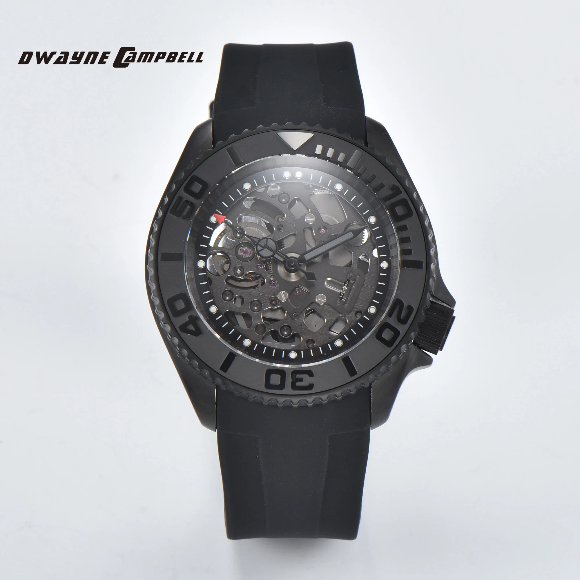 DWAYNE CAMPBELL NH72 Men\'s Automatic Watch All Black Skeleton Dial Design Waterproof Sapphire Glass Sport Watch for Men