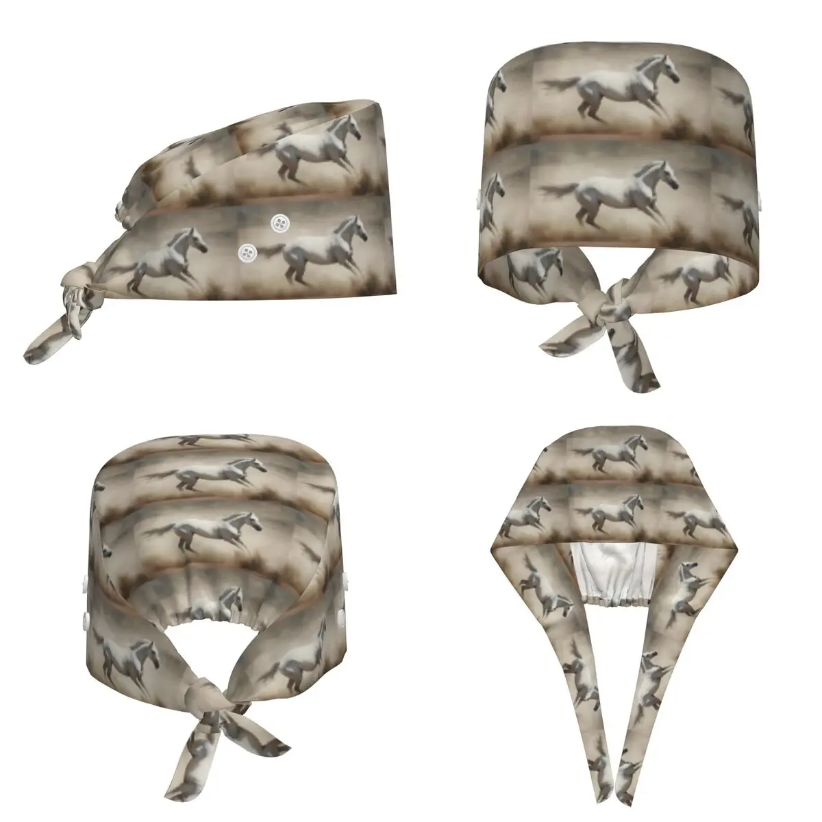 Gorro quirúrgico con ilustración de caballo galopando en el desierto, gorro quirúrgico para médicos, gorros de enfermería ajustables para hombres y mujeres, para dentistas
