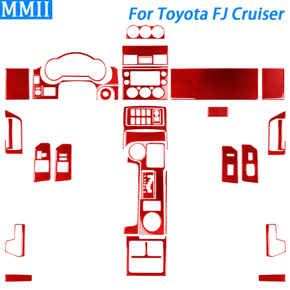 

For Toyota FJ Cruiser 2007-2021 Red Carbon Fiber Gear Shift Window Lift Dashboard Air Outlet Car Interior Accessories Sticker