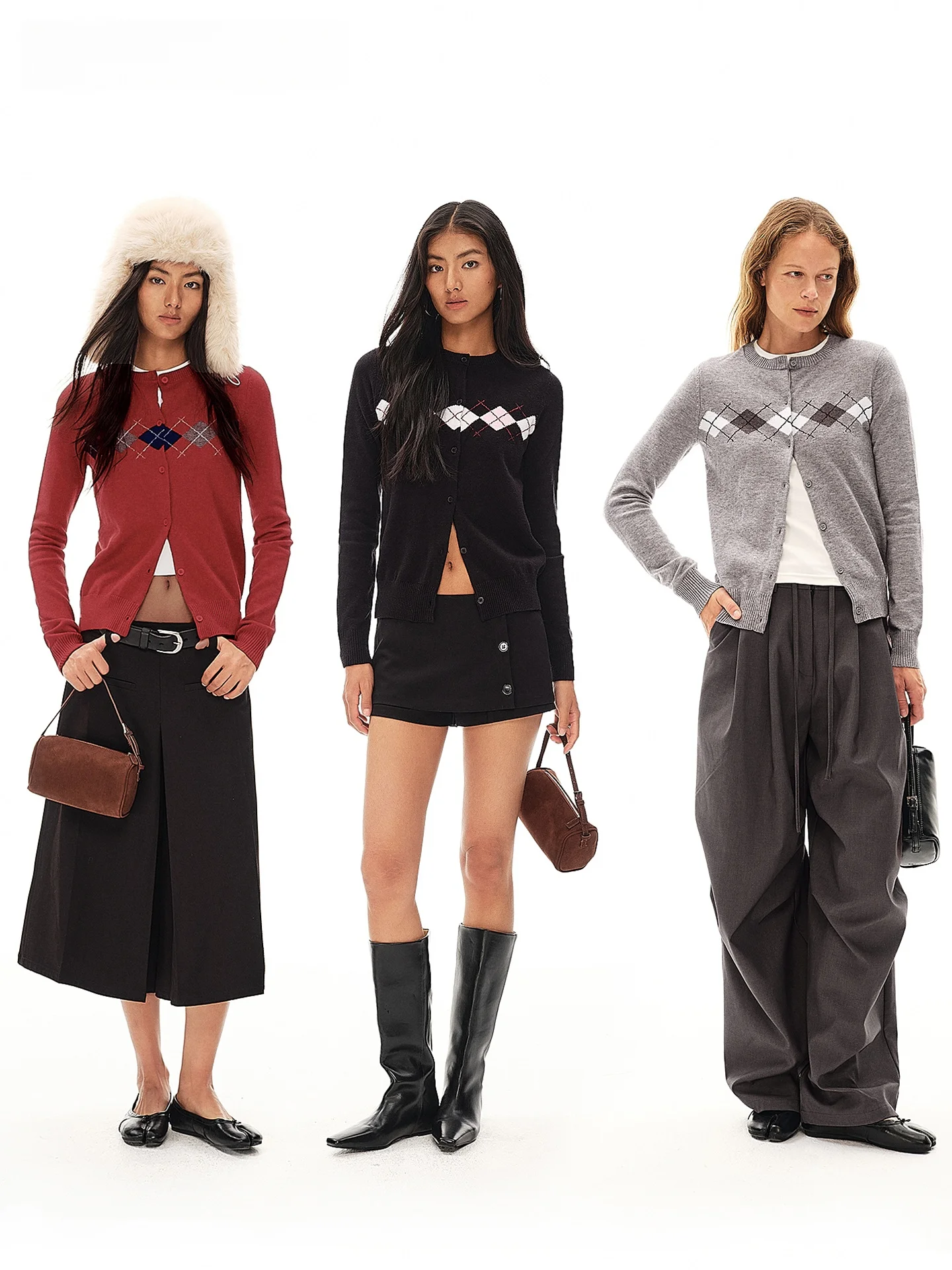 

Women's Slim Fit Woolen Sweater Right above Diamond Pattern Thiened Knitted Cardigan Coat Winter New Sle Soft Long Sve