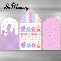 Ice Cream Donuts Candy Bar House Arch Cover Pink Girls Baby Shower Birthday Party Arched Photography Background Backdrop