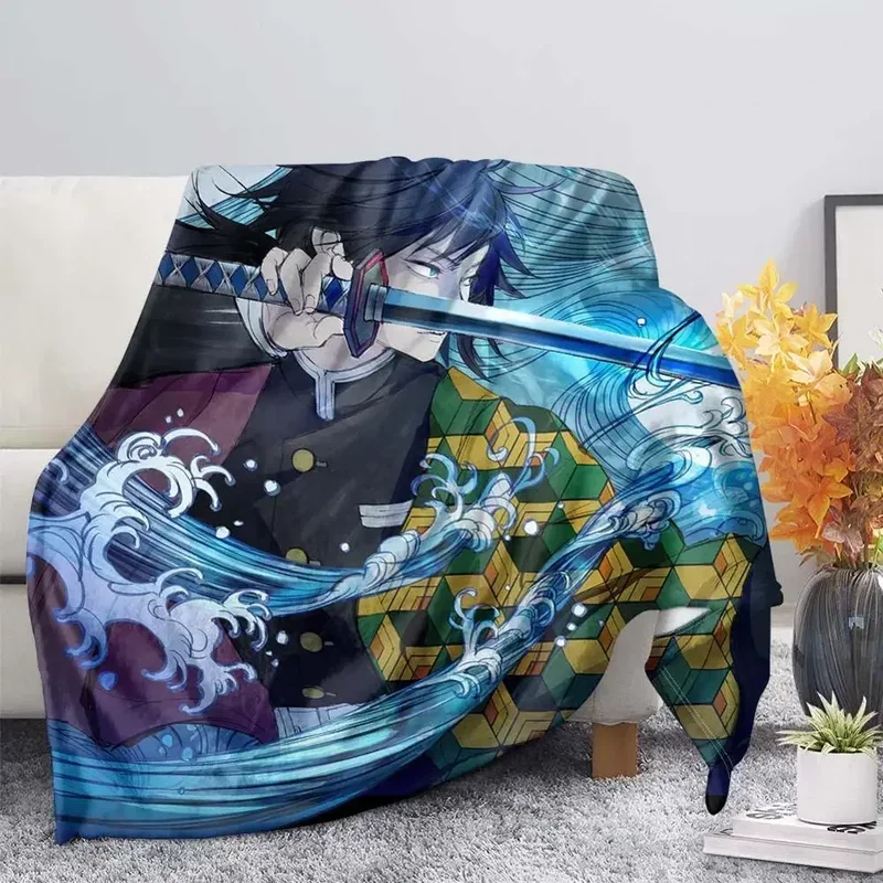 Custom Blanket Anime Devil Knife Flannel Soft Warm Blanket Devil Slayer Print Duvet Bed Travel Office Fashion Throw Blanket