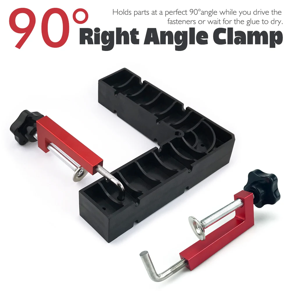90 Degree Right Angle Clamp Woodworking Positioning Square with Fence Clamps for Cabinet Drawer Assembly