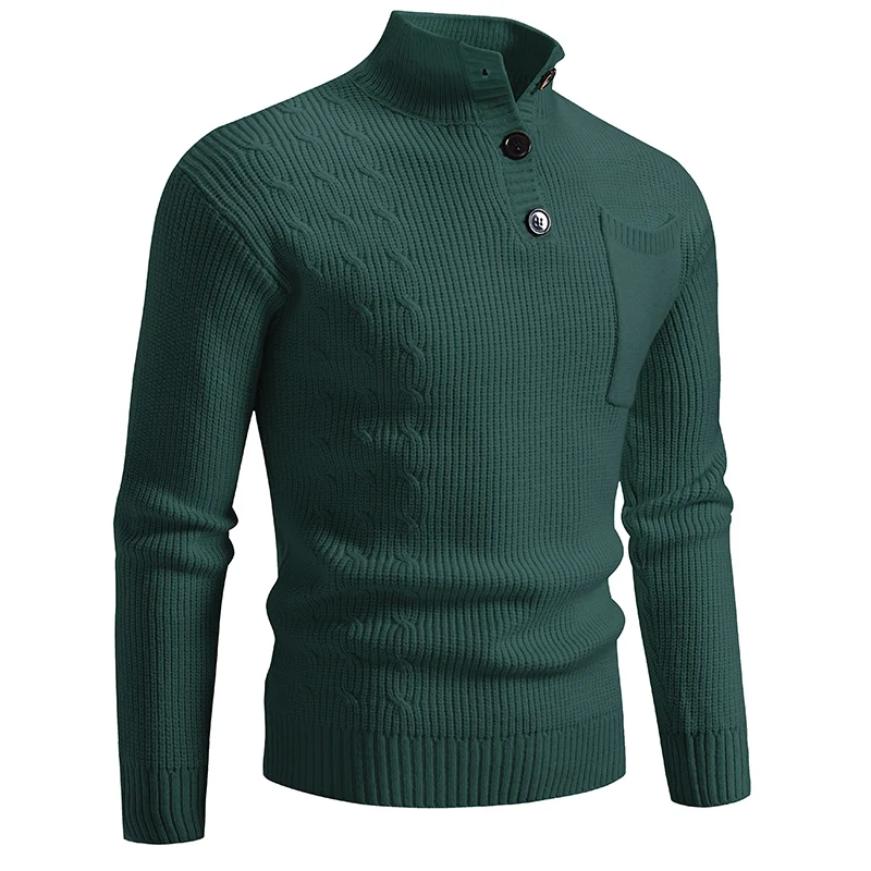 Suéter Vintage para hombre, jerséis cálidos de diseñador con botones originales, Jersey para hombre 2025, ropa de otoño sólida de lujo
