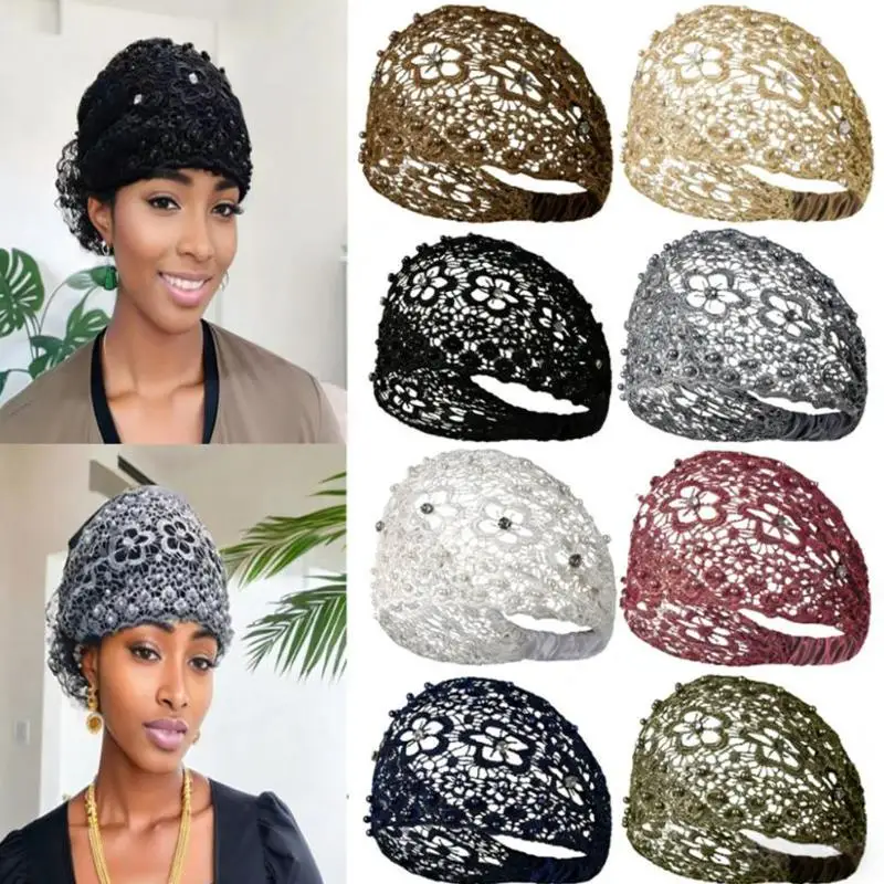 

Floral Hollow Out Headband New Style Beaded Wide Edge Hair Band For Women Effective White Hair Covering Hair Accessory Headband