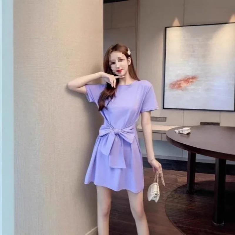 

2025New Style Women's Summer Dress, Unique Creative Simple Fashion Waist-Tied Slimming Elegant Dress