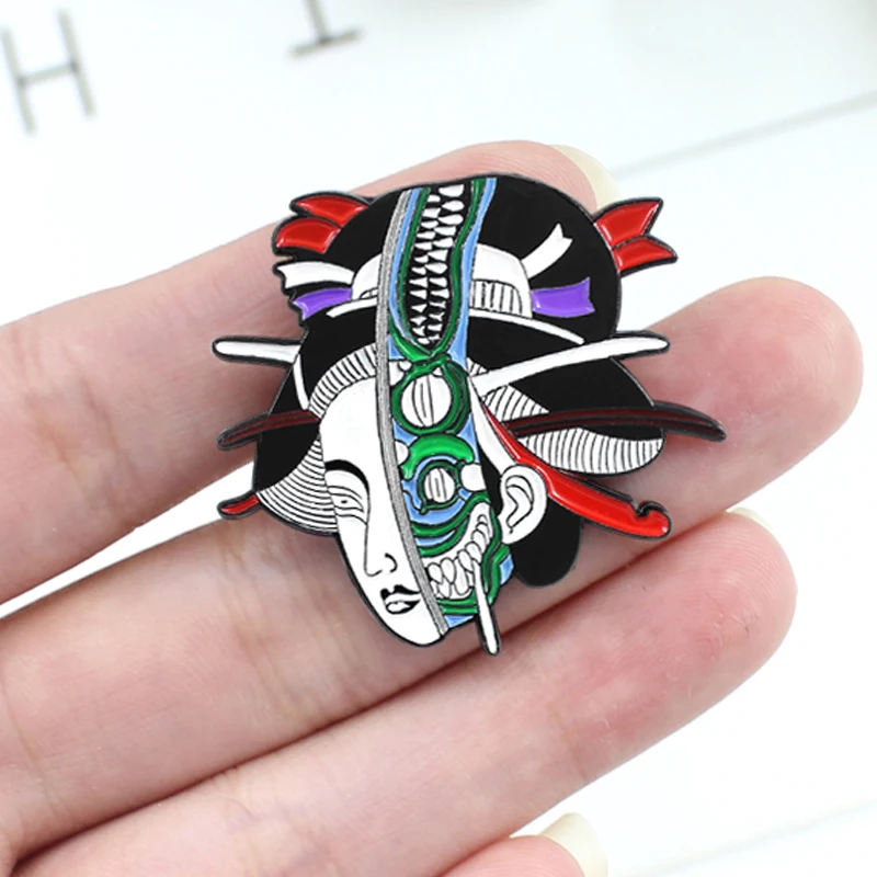 angry Genitals Geisha Woman Eyeball Monsters Corpse Blue Alien Woman Start Today Letter Enamel pins Badge brosa Brooch Pin Girls