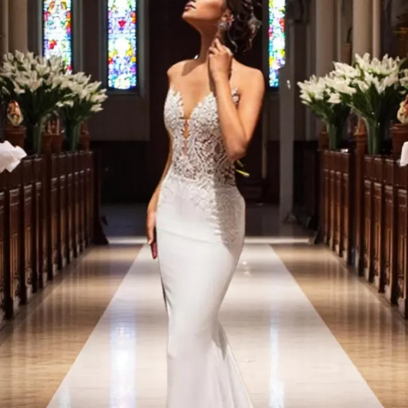 Suknia ślubna na zamówienie 2025 biała suknia dla druhen suknia wieczorowa suknia formalna odkryte plecy elegancka suknia syrena