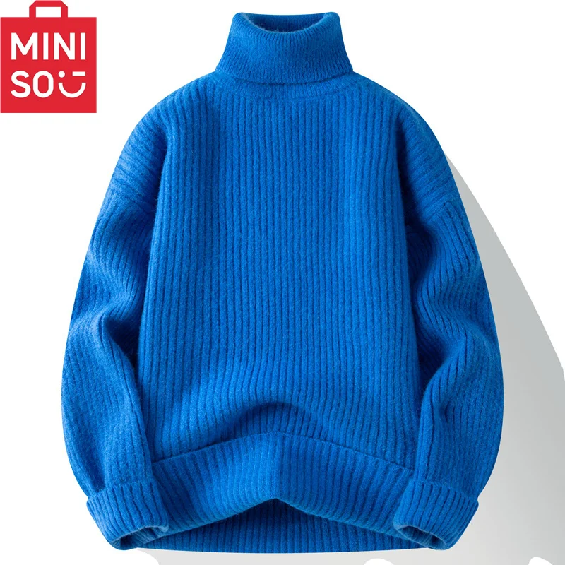 Autumn and winter casual fashion versatile warm, simple and generous men's high neck pile collar comfortable sweater to wear