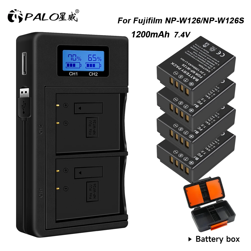 

PALO 1200mAh NP-W126 NP W126 NP-W126S W126S Battery + LCD Dual Charger for Fuji X-Pro1 XPro1 X-T1 XT1,HS30EXR HS33EXR X PRO1