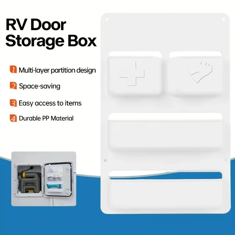 White Motorhome Caravan Toilet Compartment Door Storage Pocket For Kassett Shelf Boxes High Quality RV Storage Accessories