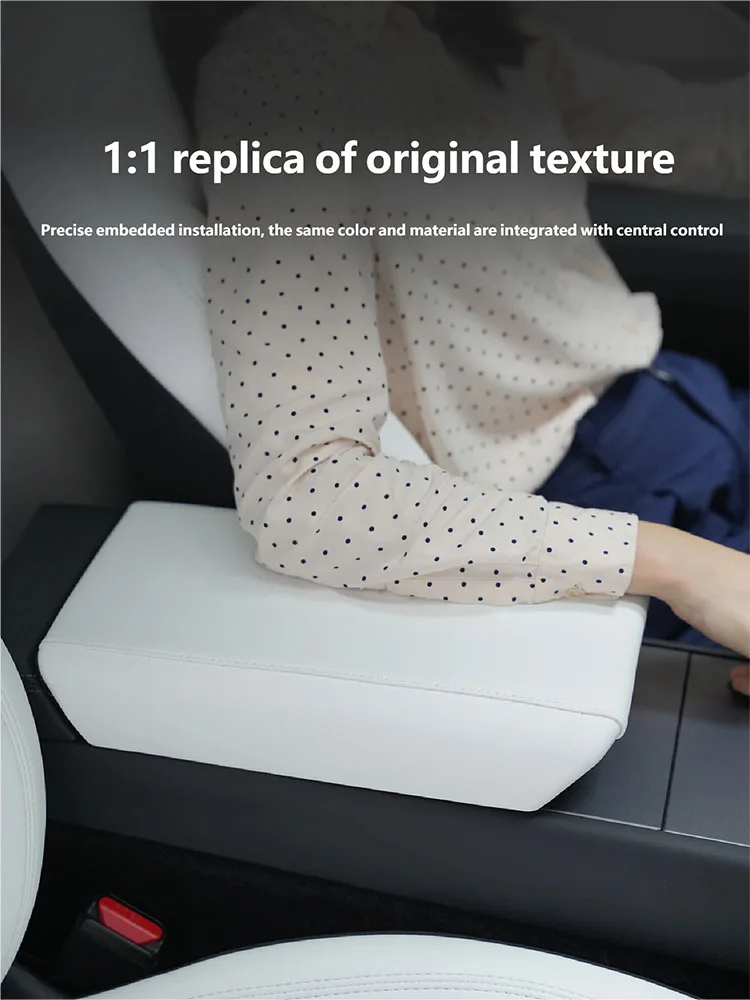 Leather Armrest Box Protective For Tesla Model YL/Y/3 Leather Armrest Box Protective ABS Cover Car Arm Rest Lid Accessories