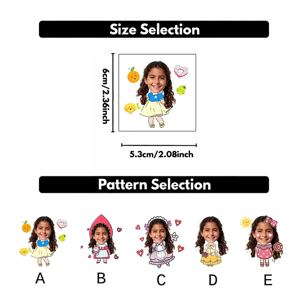 Cute Temporary Tattoos Customizable Photo Face Pet Images Designs Rectangular Shape Perfect Party Gift For Girls