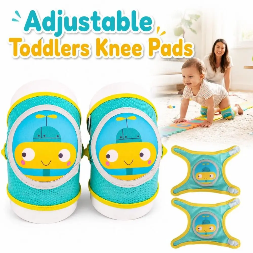 Adjustable Baby Knee Pads Cartoon Cushioned Toddler Crawling Protector Elastic Breathable Kids Elbow Knee Guards