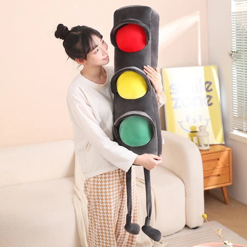 4 Sizes Simulation Traffic Light Plush Toys Soft Comfy Stuffed Signal Lamp Toys FunnyToys For Children Creative Throw Pillow