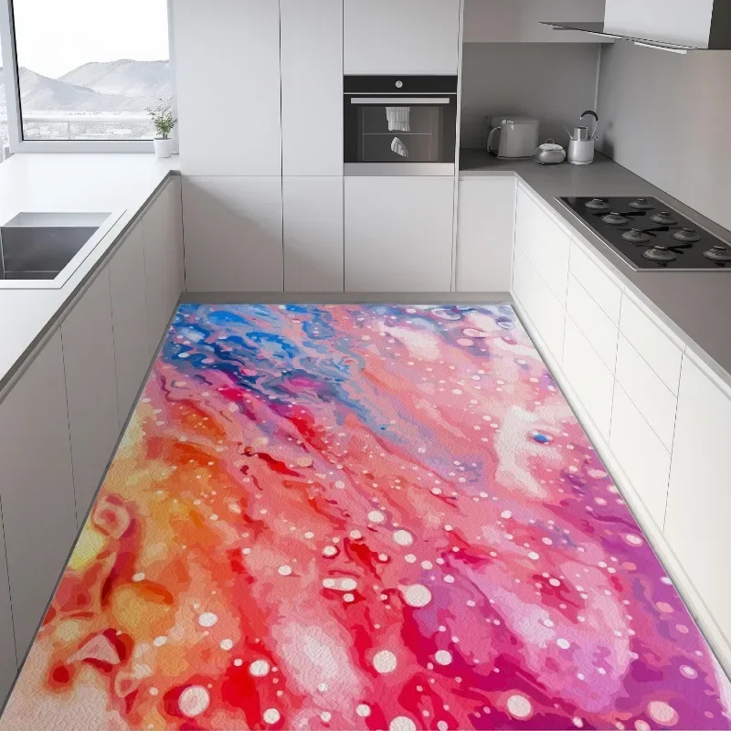 Abstract Kitchen Floor Mat Scrubable PVC Anti-fouling Oil-proof Leather Waterproof Carpet Easy Clean Balcony Rug Ковер Tapis 러그