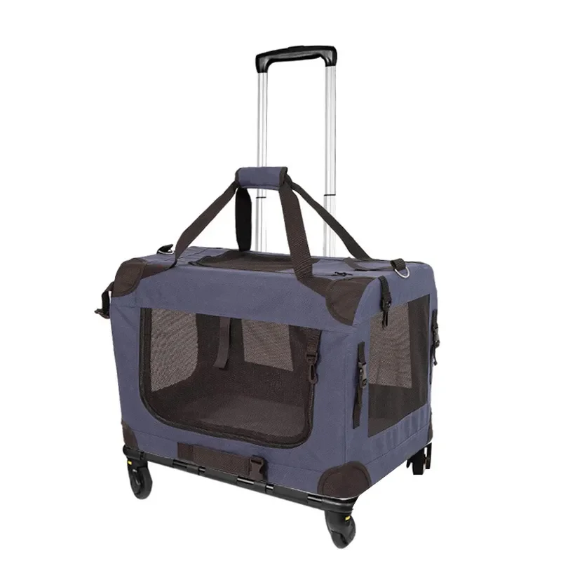 Portable Cat Carrier Bag Foldable Pet Travel Trolley Case Large Capacity Dog Cage Outdoor Breathable Mesh Window for Multiple