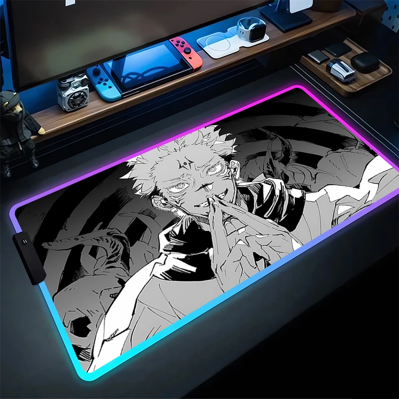 

RGB Mouse Pad Non-Slip Rubber Edge locking mousepads Game play mats notebook computer J-Jujutsu K-Kaisens S-Satoru Gojos Decor