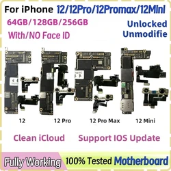 100% Working Unlocked For iPhone 12 mini motherboard Clean iCloud Mainboard With/NO Face ID For iphone 12 Pro max Logic board