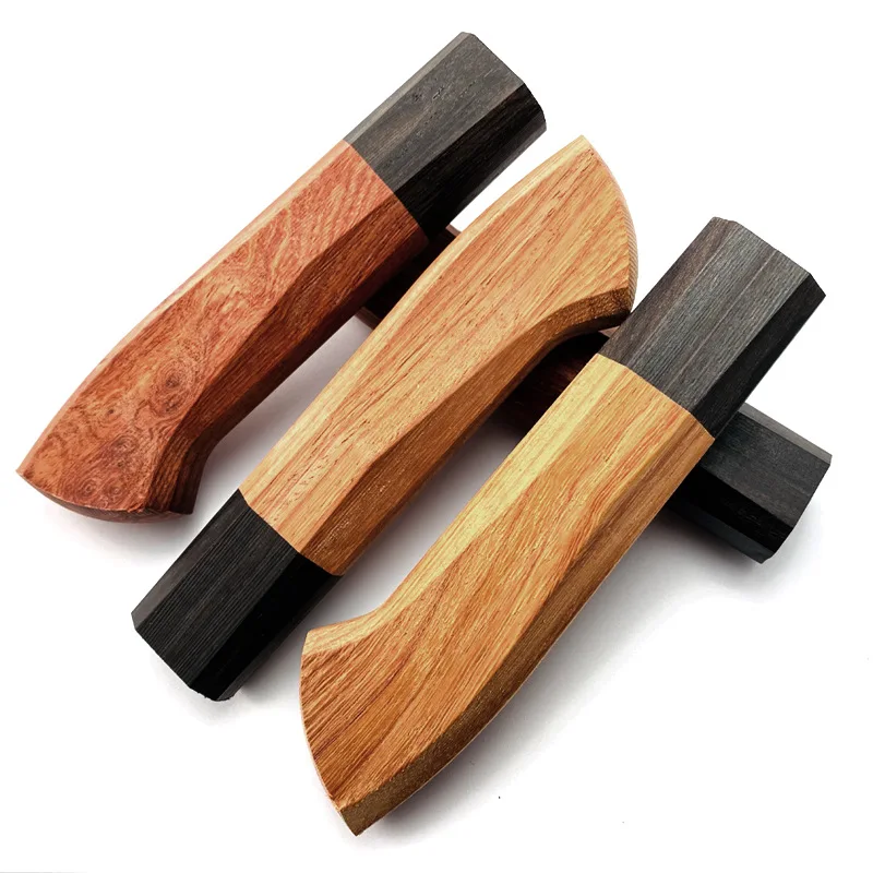 NEW 2 Types CNC Custom Natural Solid Wood Made 135MM Length Japanese Style Kitchen Knife Octagonal Wood Handle Scales DIY Parts